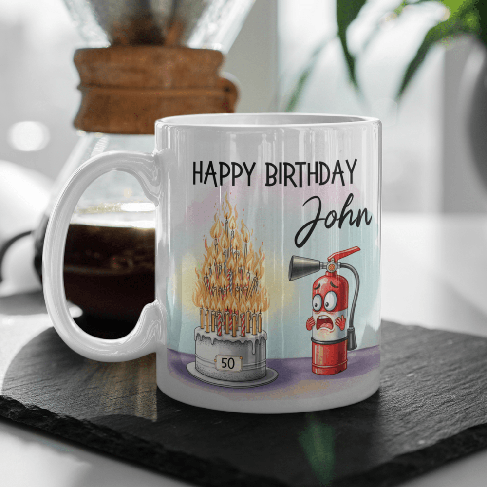 Birthday Gift, Fire Extinguisher Coffee Mug: Happy Birthday
