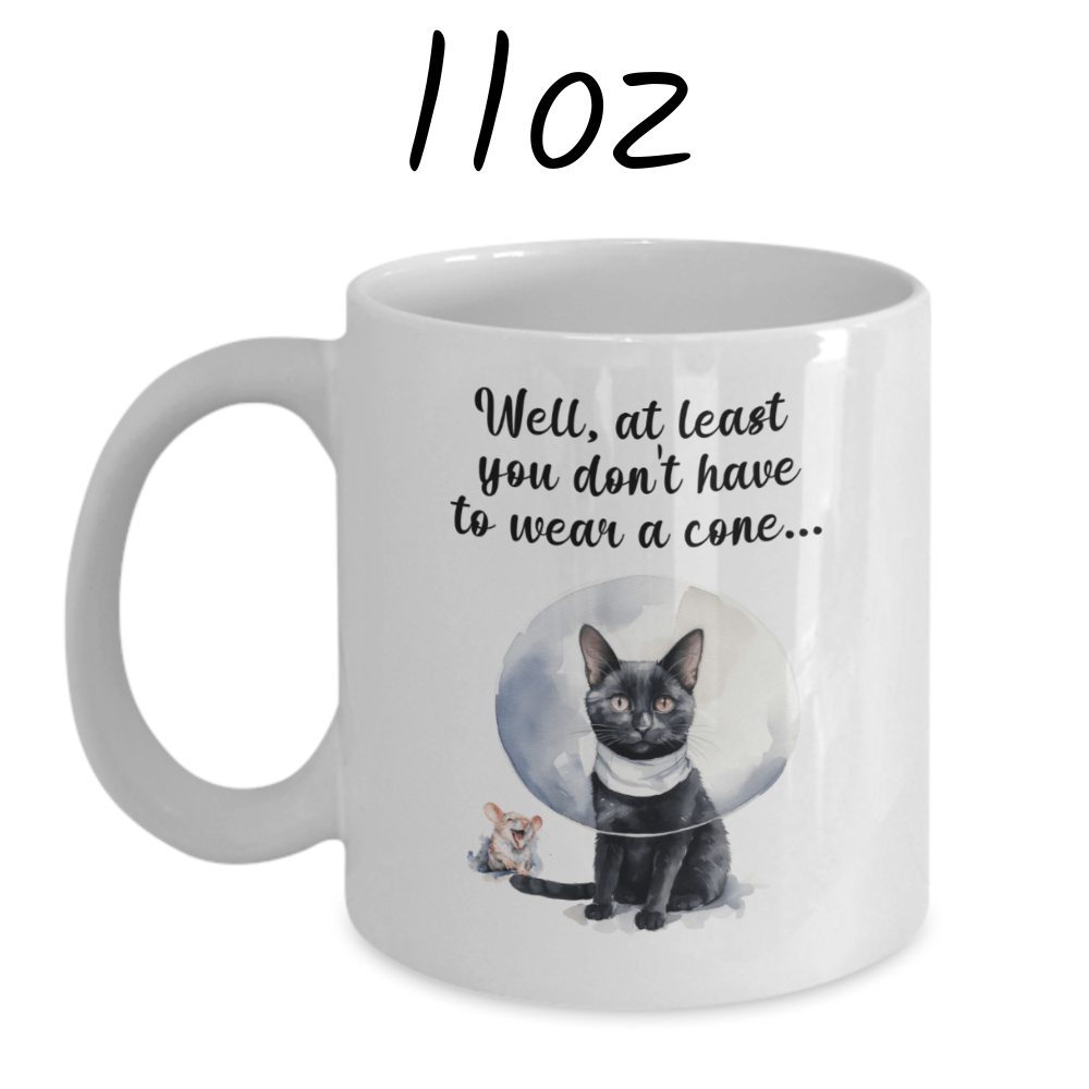Get Well, Coffee Mug - Cat & Mouse: Well, at least you don't have to wear a cone