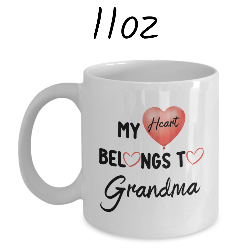 Grandma Gift, Personalized Photo Coffee Mug: My Heart Belongs To Grandma