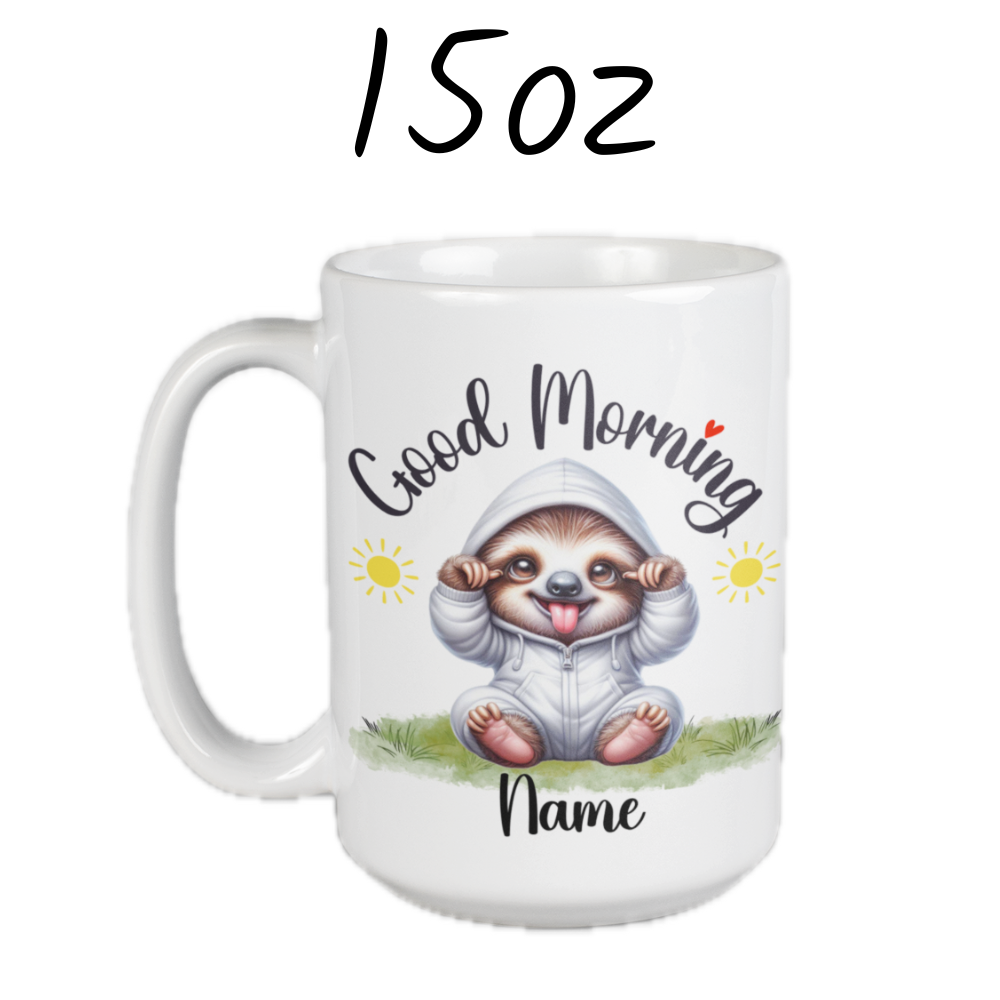 Good Morning Coffee Mug, Sloth