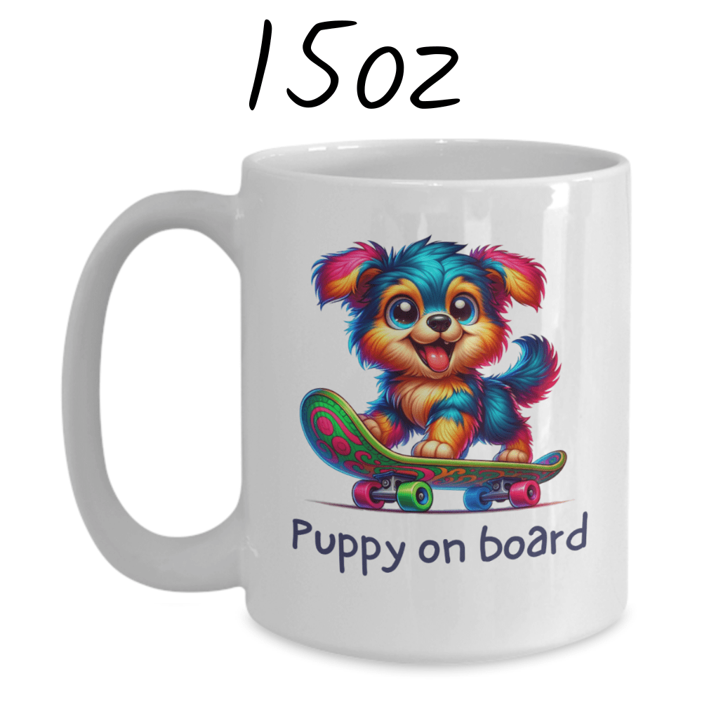 Dog, Skateboard Lover Coffee Mug: Puppy On Board
