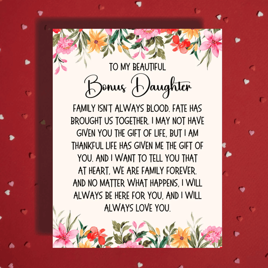 Bonus Daughter Greeting Card: Family Isn't Always Blood