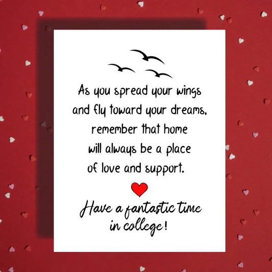 College Going Away Greeting Card: As You Spread Your Wings