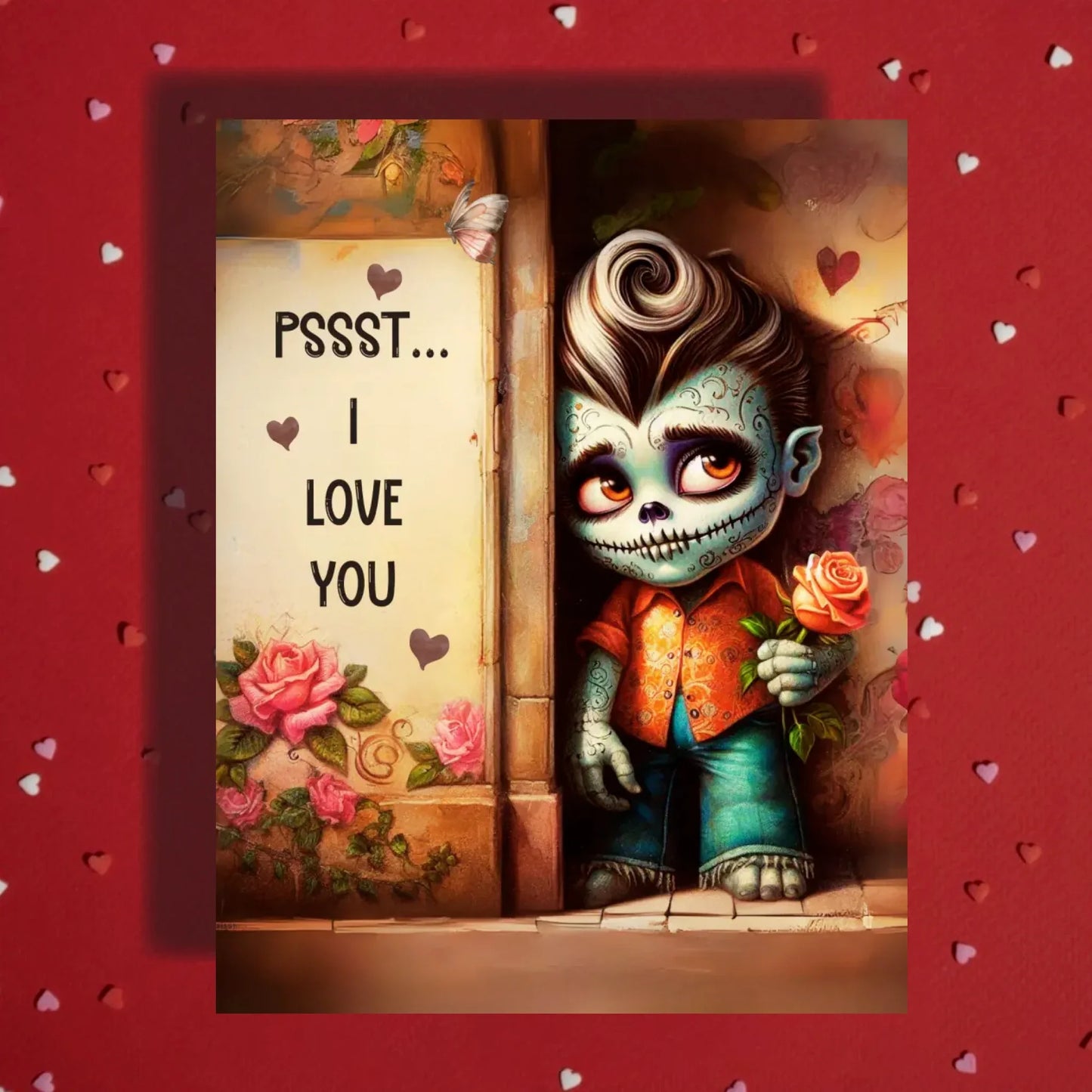 Anniversary/Birthday/Valentine's Day Greeting Card: Pssst... I Love You