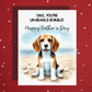 Father's Day Customizable Greeting Card, Beagle Dog On The Beach: Dad, You're Un-Beagle-Ievable!