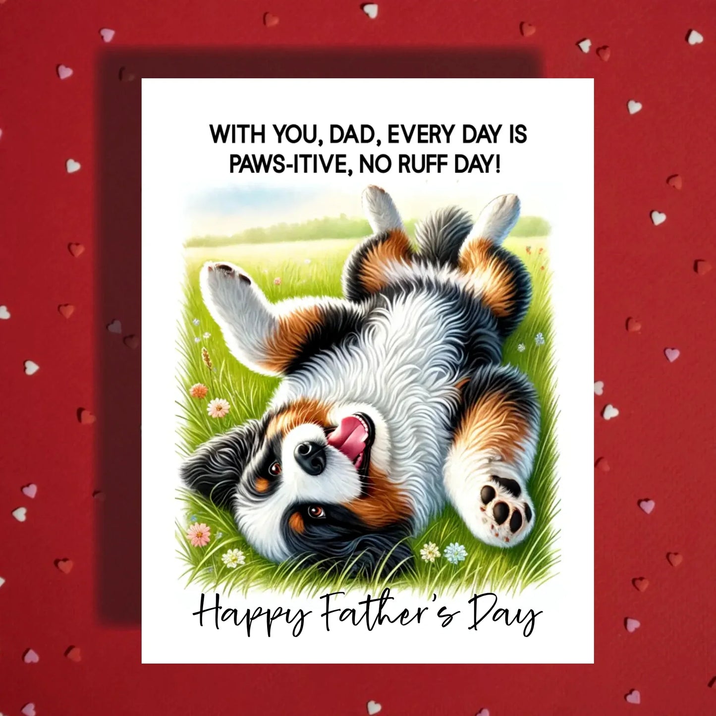 Father's Day Customizable Greeting Card, Bernedoodle Dog: With You, Dad