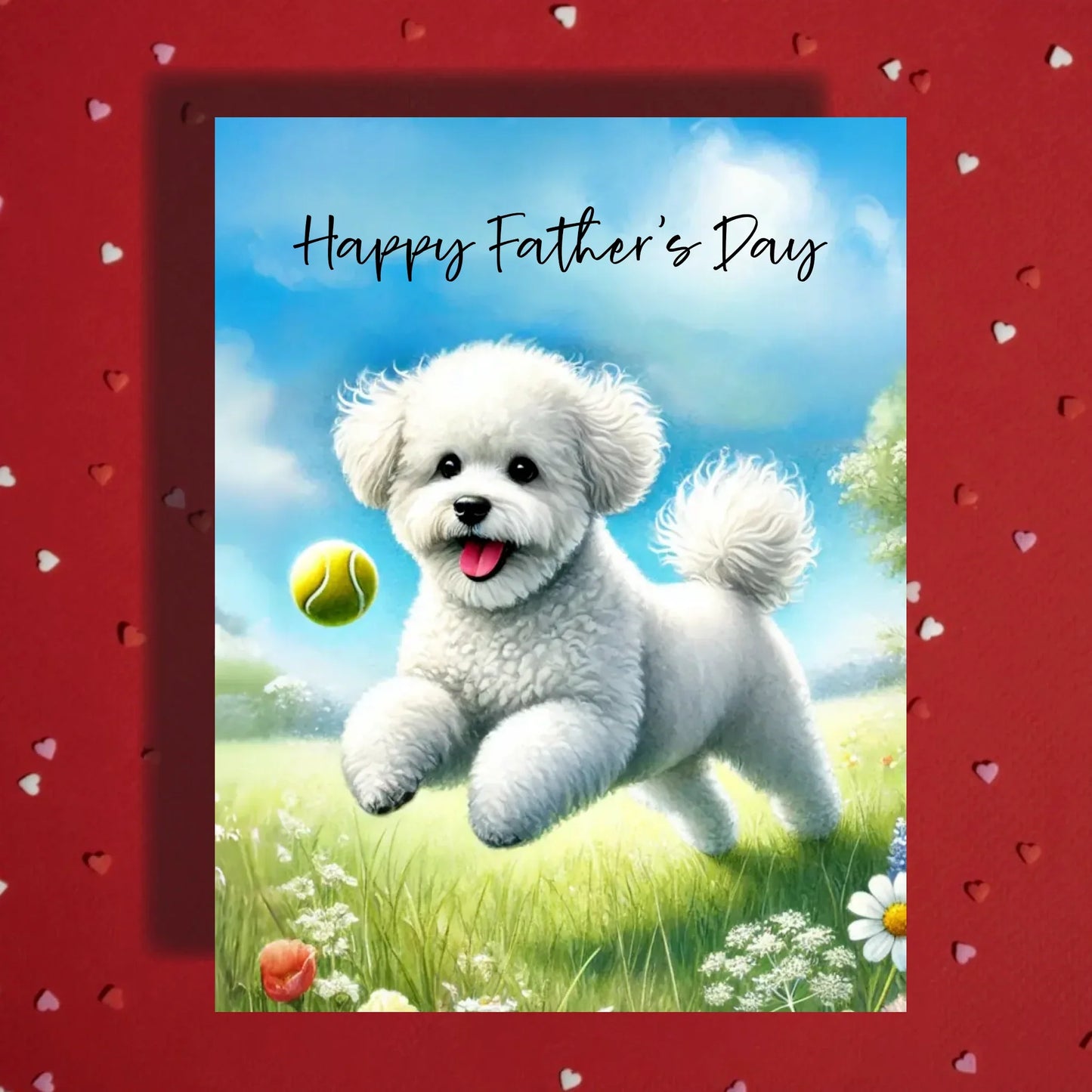 Father's Day Customizable Greeting Card, Bichon Frise Dog: Happy Father's Day
