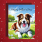 Father's Day Customizable Greeting Card, Border Collie Dog, Brown & White: Happy Father's Day