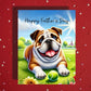 Father's Day Customizable Greeting Card, Bulldog With a Ball: Happy Father's Day