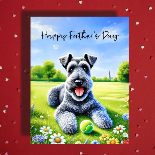 Father's Day Customizable Greeting Card, Kerry Blue Terrier Dog: Happy Father's Day