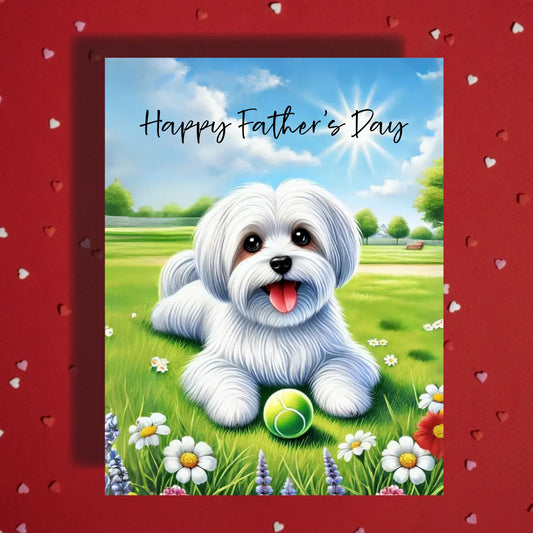 Father's Day Customizable Greeting Card, Maltese Dog: Happy Father's Day