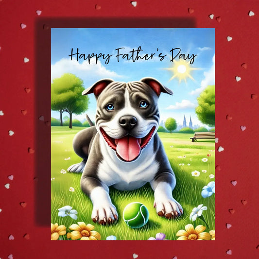 Father's Day Customizable Greeting Card, Pitbull Dog: Happy Father's Day