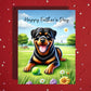 Father's Day Customizable Greeting Card, Rottweiler Dog: Happy Father's Day