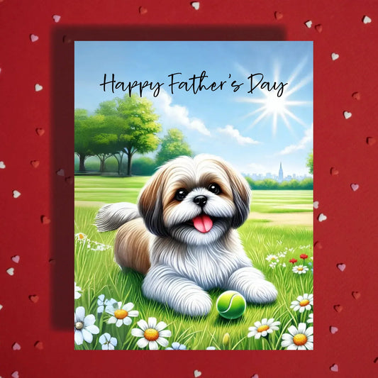 Father's Day Customizable Greeting Card, Shih Tzu Dog: Happy Father's Day