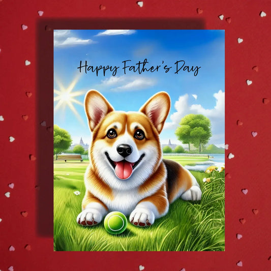 Father's Day Customizable Greeting Card, Welsh Corgi Dog: Happy Father's Day