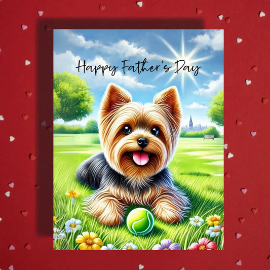 Father's Day Customizable Greeting Card, Yorkie, Yorkshire Terrier Dog: Happy Father's Day