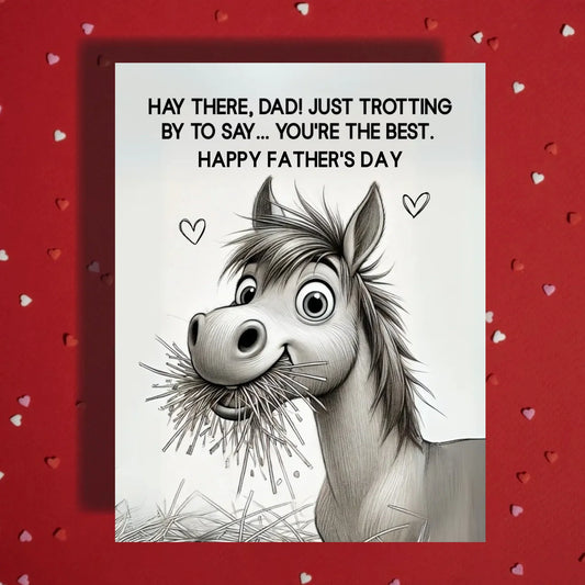 Father's Day Customizable Greeting Card, Horse: Hay there, Dad!