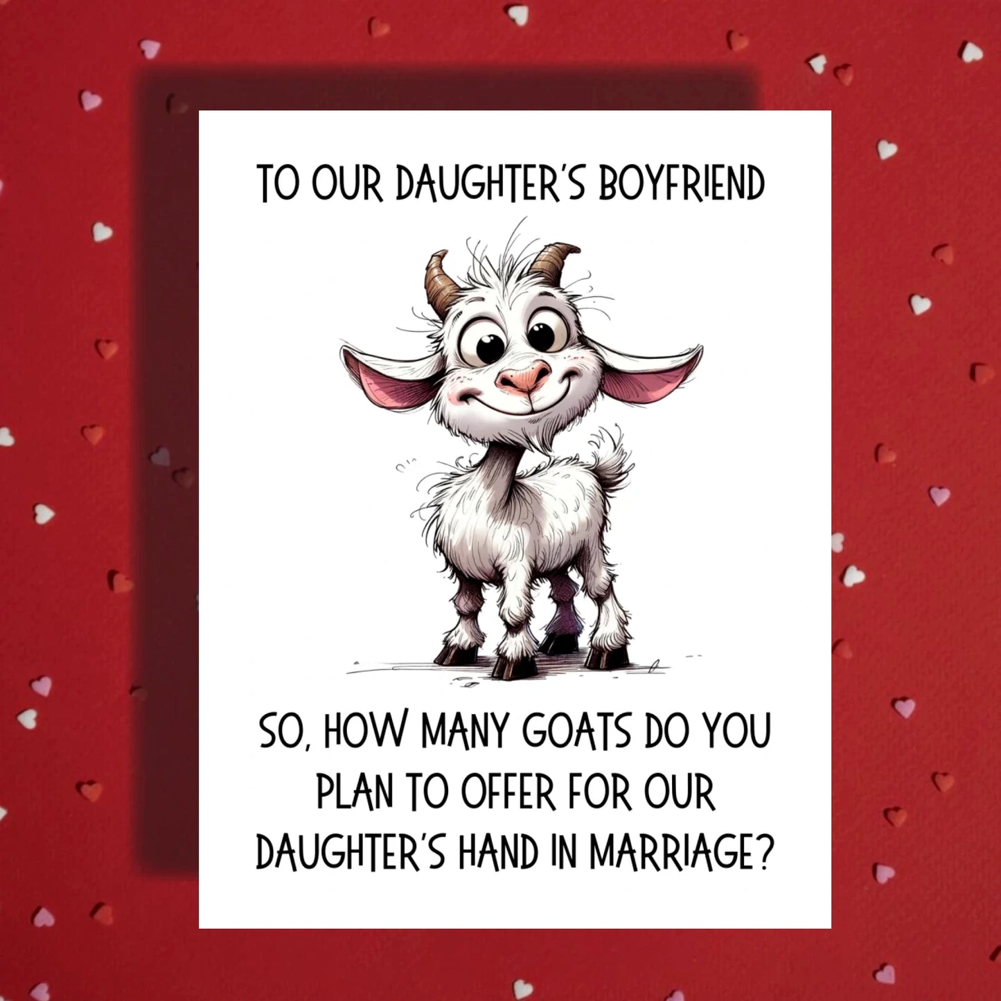 Daughter's Boyfriend Greeting Card: Goat Proposal