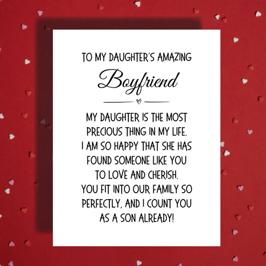 Daughter's Boyfriend Greeting Card: My Daughter Is The Most Precious Thing