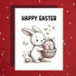 Easter Bunny Card – Cute Basket Eggs Spring Greeting
