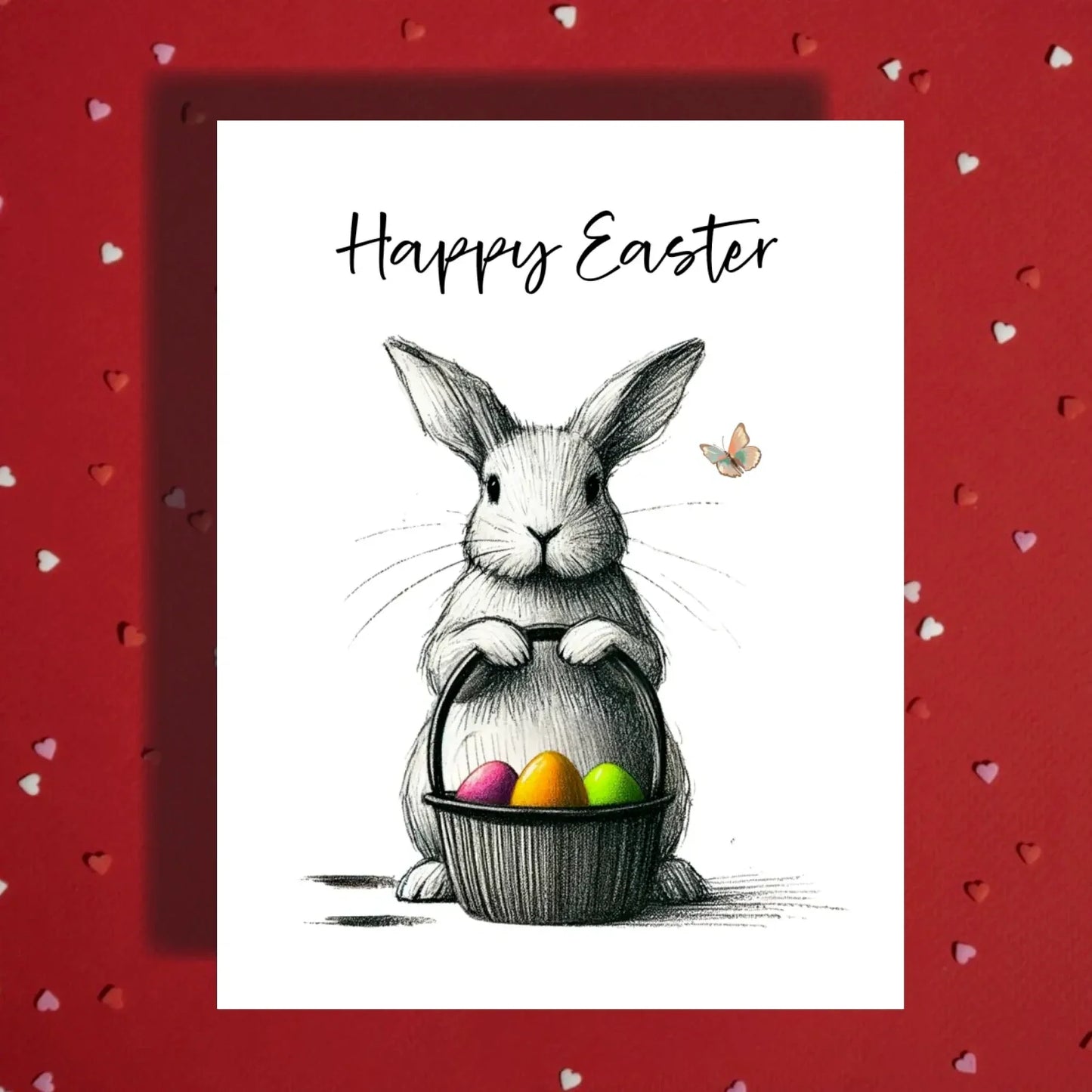 Easter Bunny Card – Classic Basket Eggs Spring Greeting