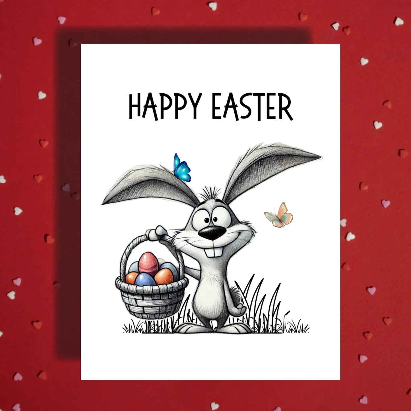 Easter Bunny Card – Basket Eggs Spring Greeting
