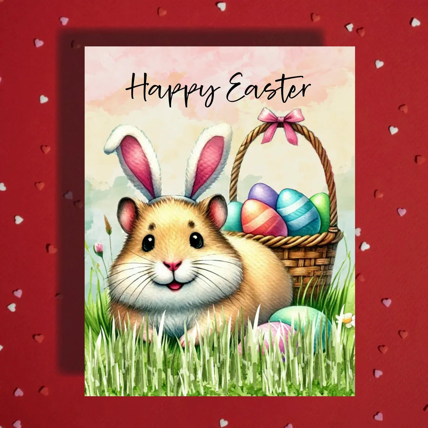 Easter Hamster Greeting Card – Cute Bunny Ears Spring Greeting