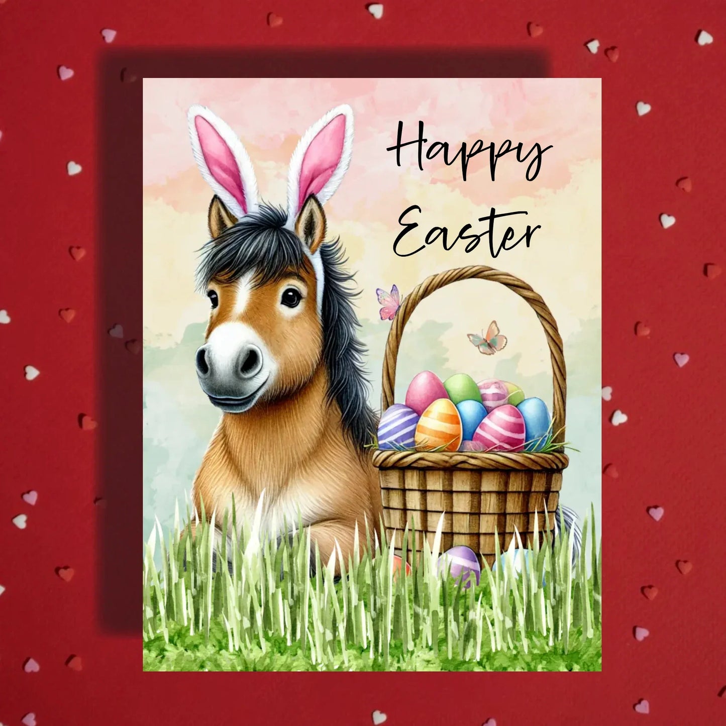 Easter Horse Greeting Card – Cute Bunny Ears Equestrian Spring Greeting