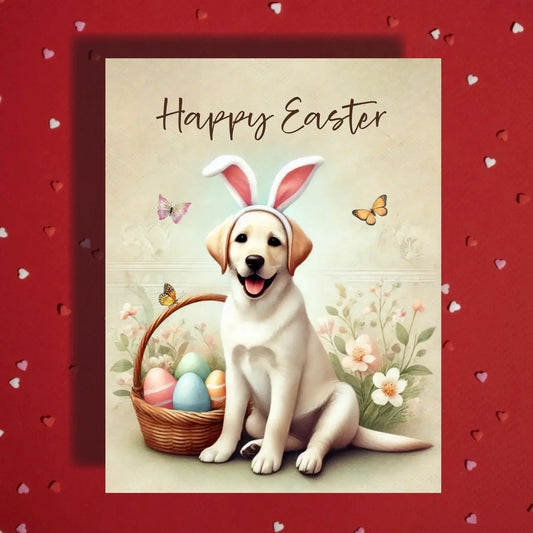 Easter Labrador Retriever Greeting Card – Bunny Ears Dog Spring Greeting