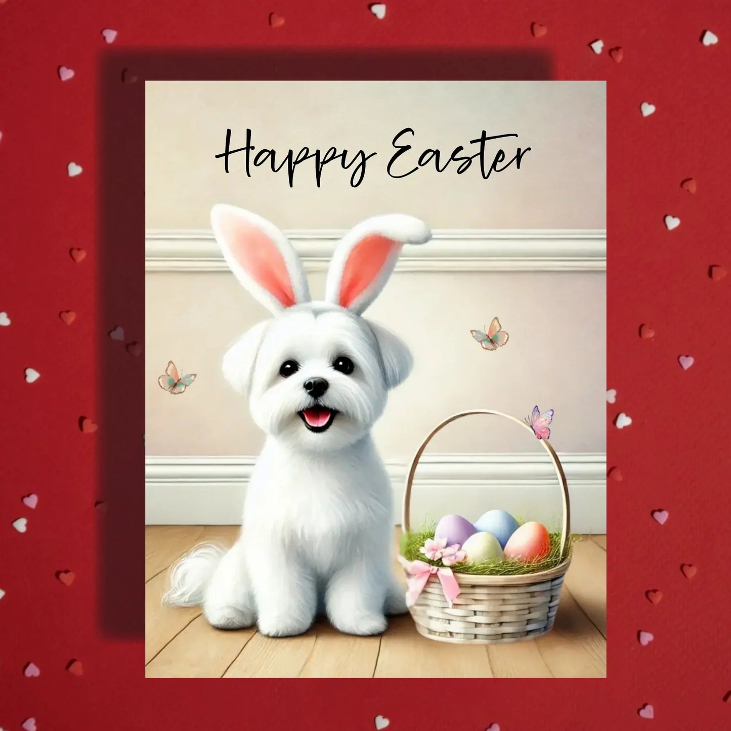 Easter Maltese Greeting Card – Cute Bunny Ears Dog Spring Greeting
