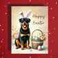 Easter Rottweiler Greeting Card – Cute Bunny Ears Dog Spring Greeting