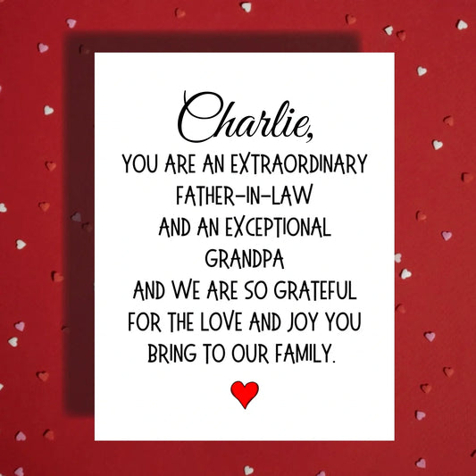 Father in Law and Grandpa Personalized Card