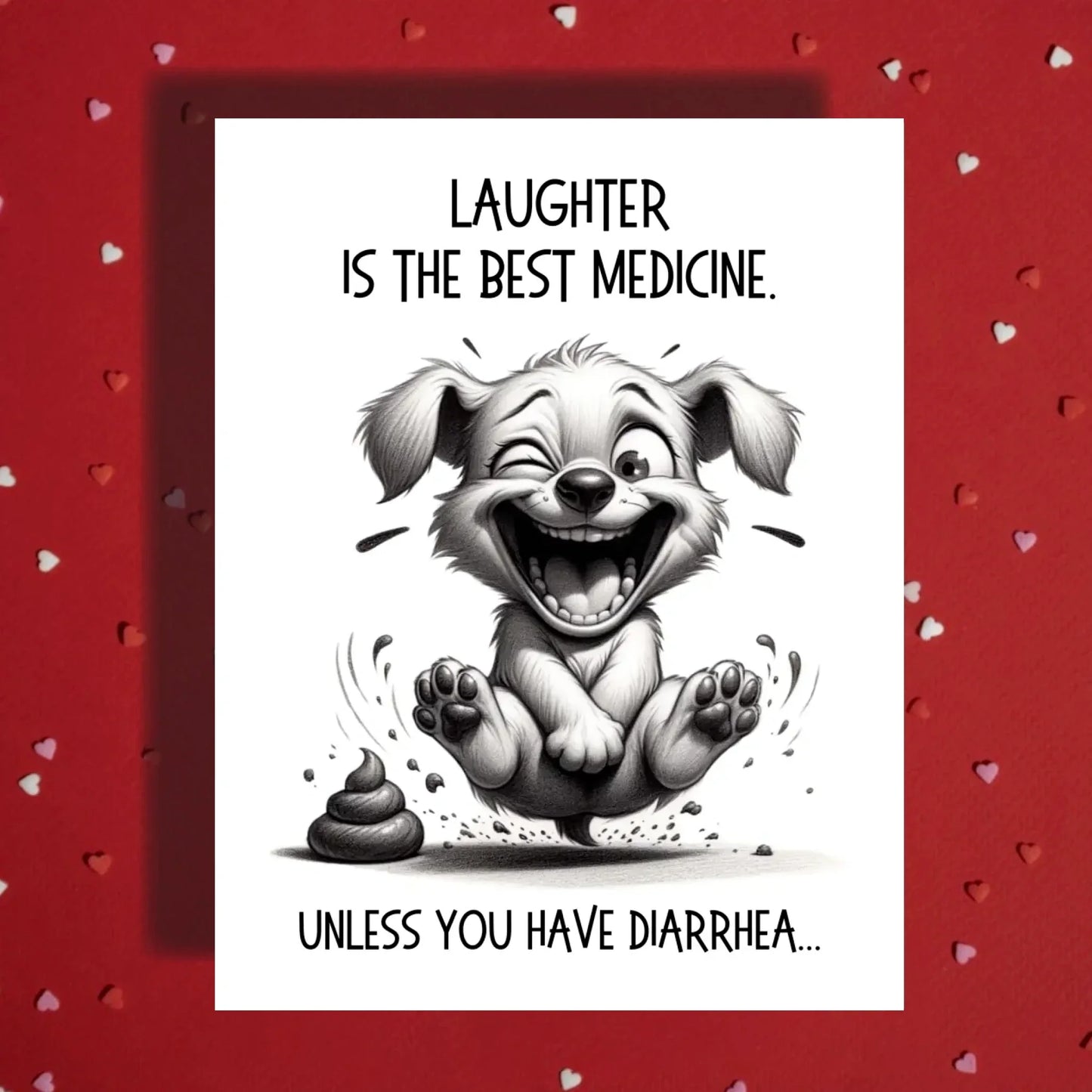 Get Well Card with Puppy, Colonoscopy Humor Card, Laughter Is the Best Medicine Recovery Card