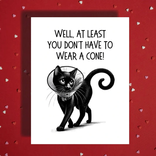 Get Well Funny Cat Card, At Least You Dont Have to Wear a Cone Card, Personalized Recovery Card