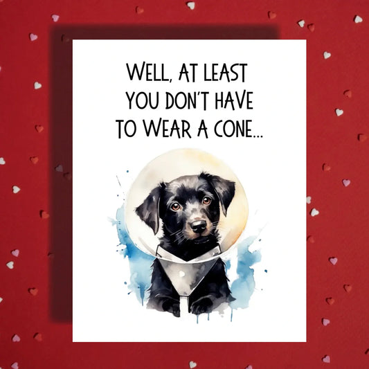 Get Well Funny Dog Card, At Least You Dont Have to Wear a Cone, Personalized Recovery Greeting Card