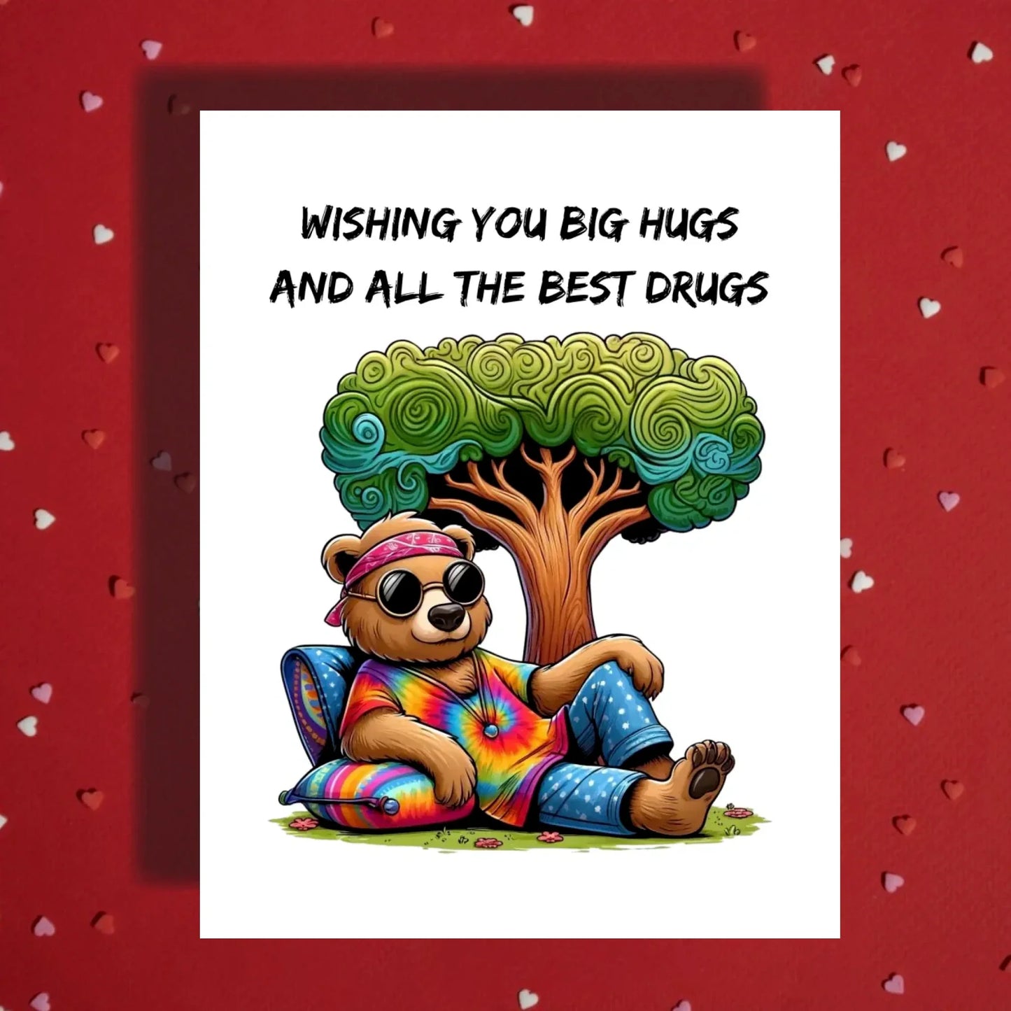 Get Well Card with Bear, Big Hugs and Best Drugs Card, Personalized Recovery Humor Card