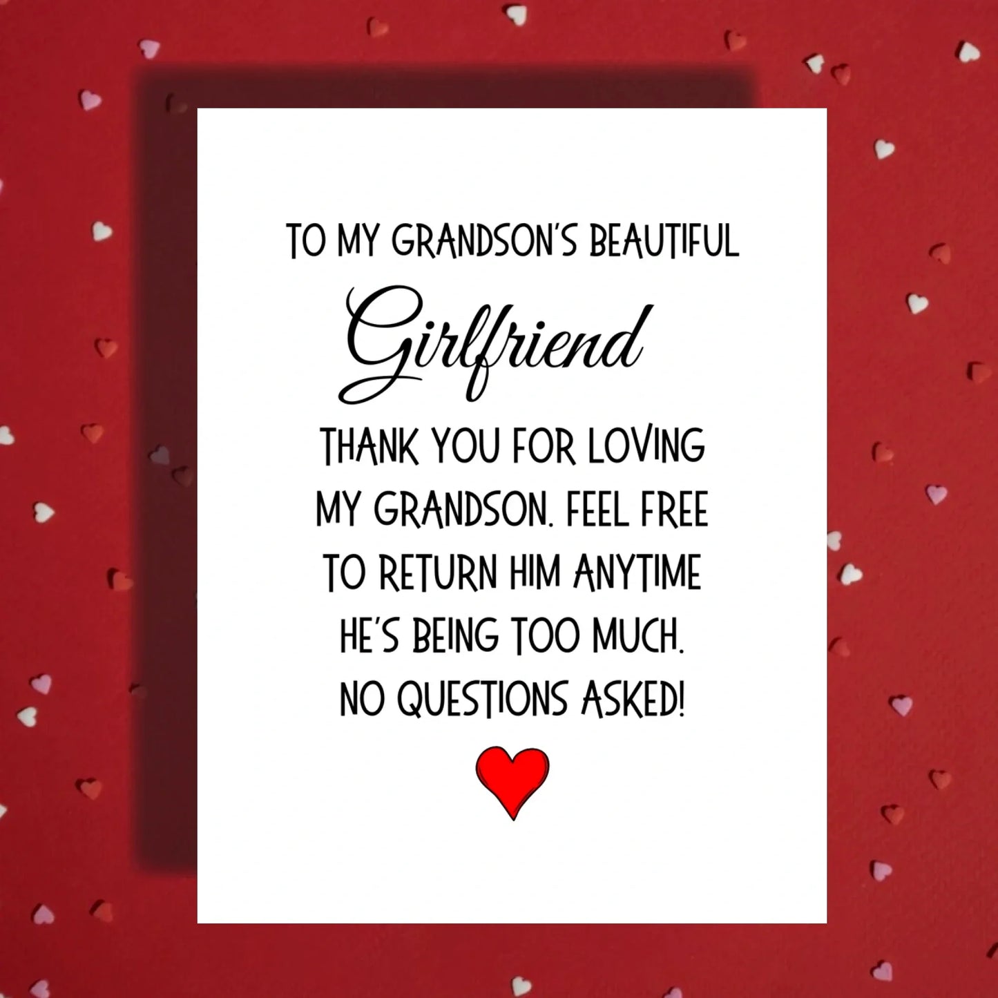 Grandsons Girlfriend Card , From Grandparent(s) Appreciation Card, Welcome to the Family Card