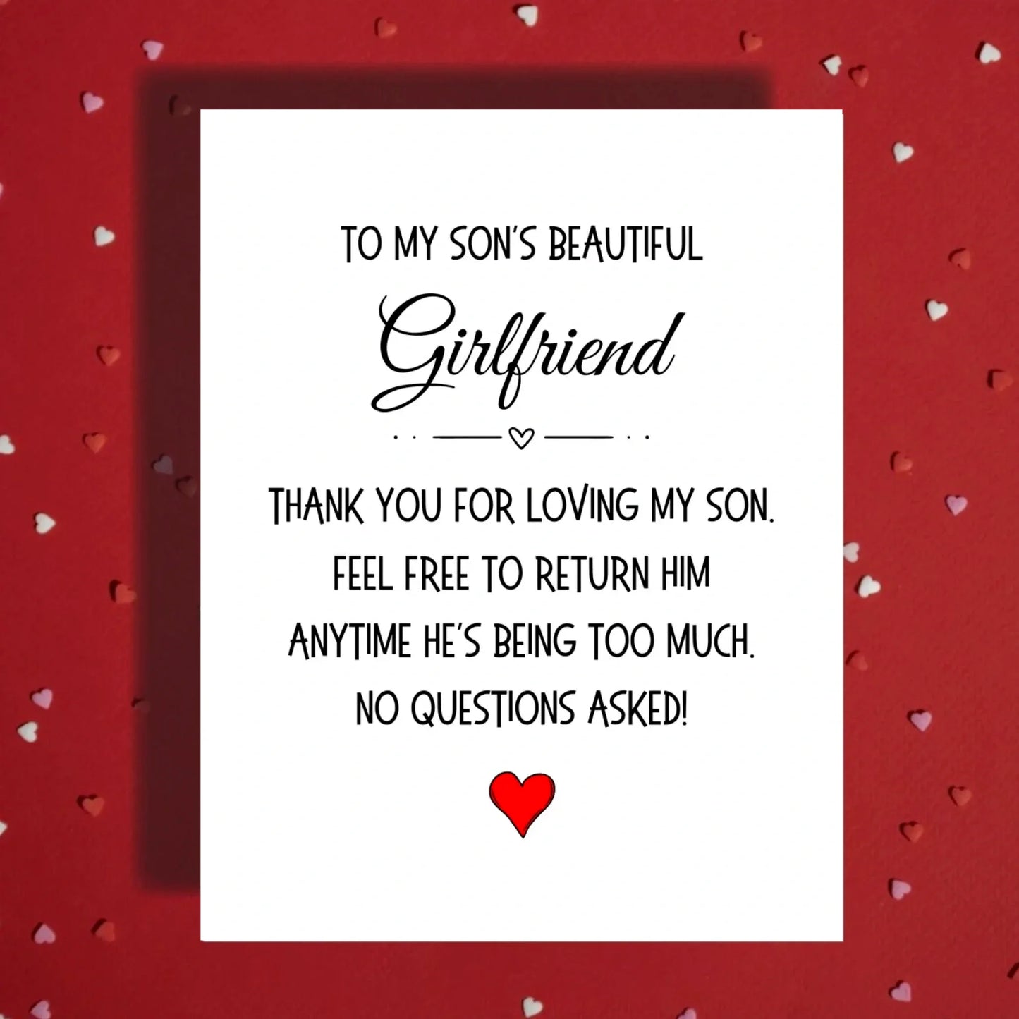 Sons Girlfriend Card, From Parent(s) Appreciation Card, Welcome to the Family Humor Card