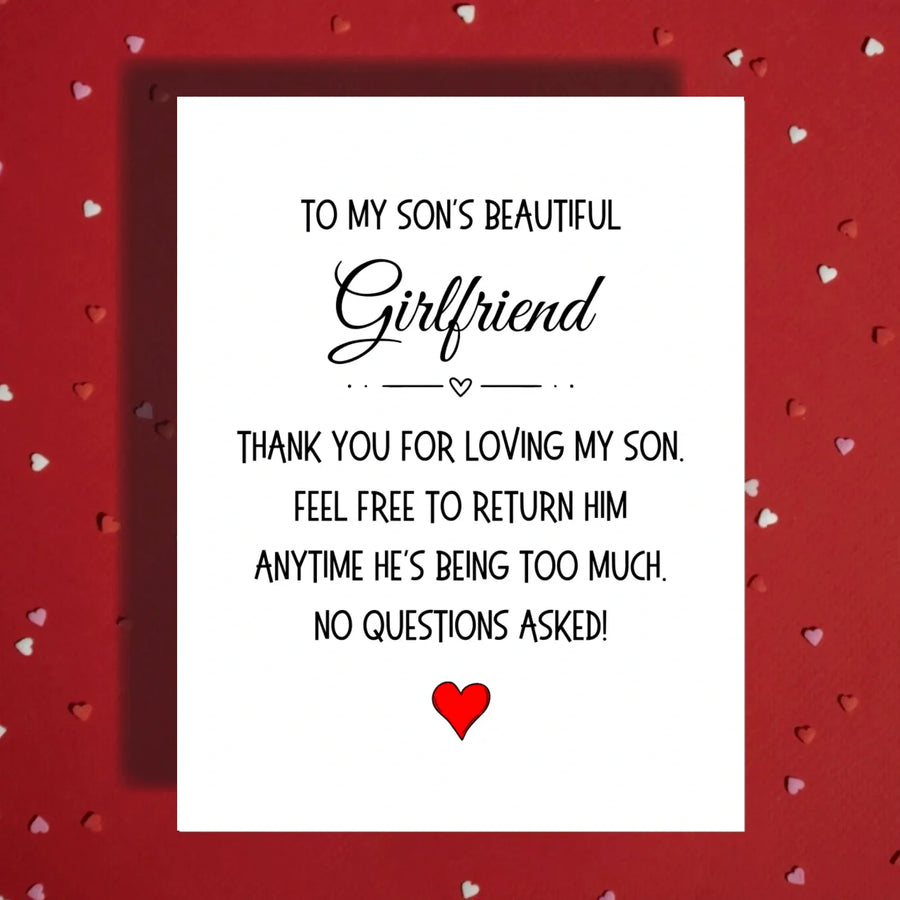Son's Girlfriend Card: Thank You For Loving My Son