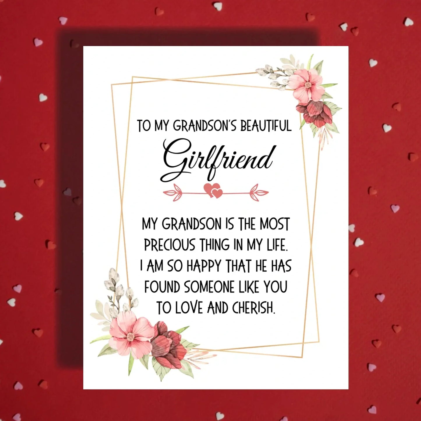 Grandson's Girlfriend Sentimental Card, From Grandparent(s) Welcome Card, Personalized Family Appreciation