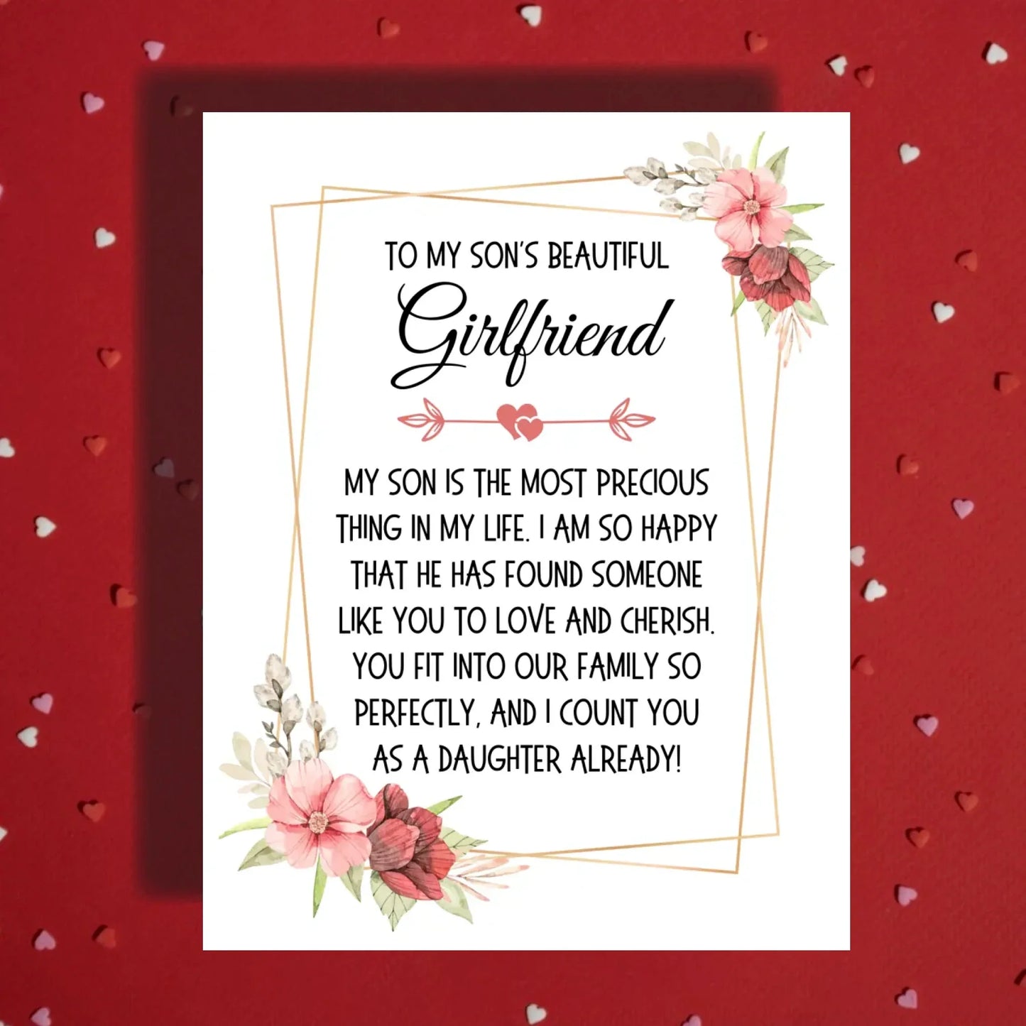 Son's Girlfriend Sentimental Card, From Future Mother in Law, Welcome to the Family Personalized Card