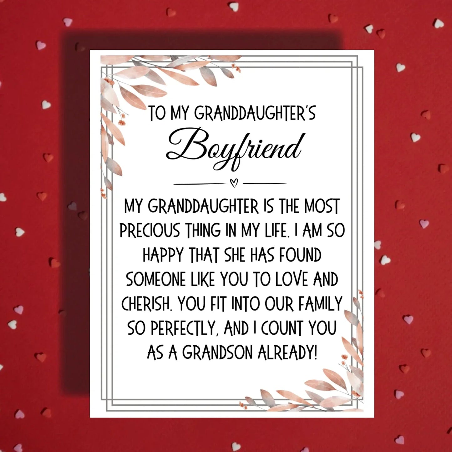 Granddaughters Boyfriend Card, From Grandparents Welcome Card, Sentimental Family Appreciation
