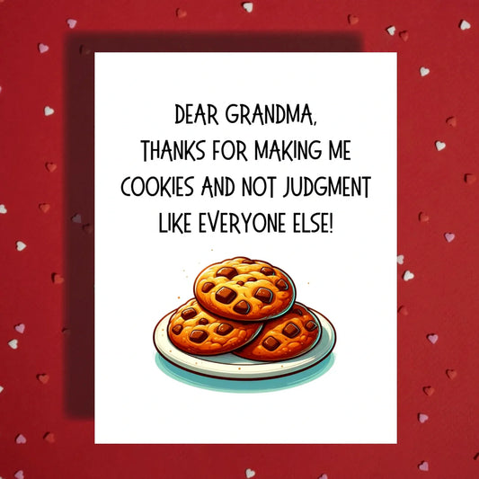 Grandma Card from Grandchild, Thank You for Cookies Card, Mothers Day Birthday Card for Grandma