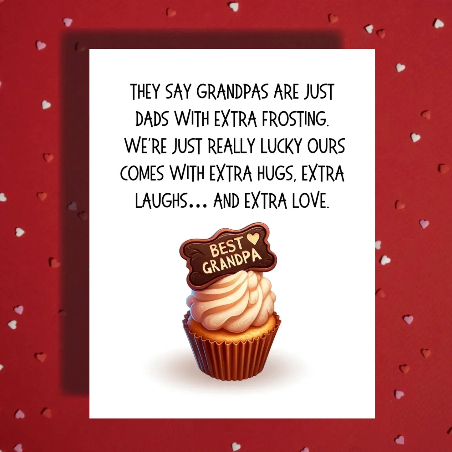 Grandpa Card from Grandchildren, Sweet Cupcake Grandpa Card, Fathers Day Birthday Christmas