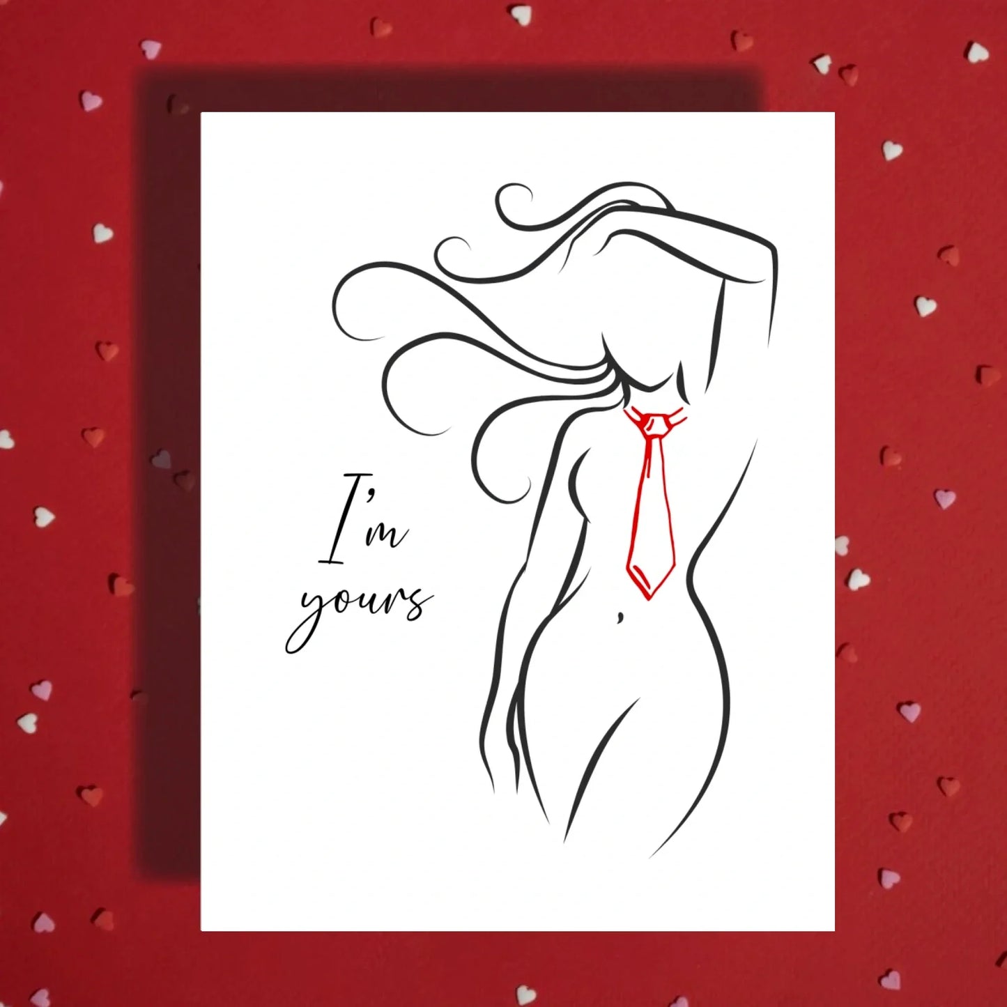 Anniversary I'm Yours Sexy Card, Flirty Silhouette, Romantic Valentine's Card