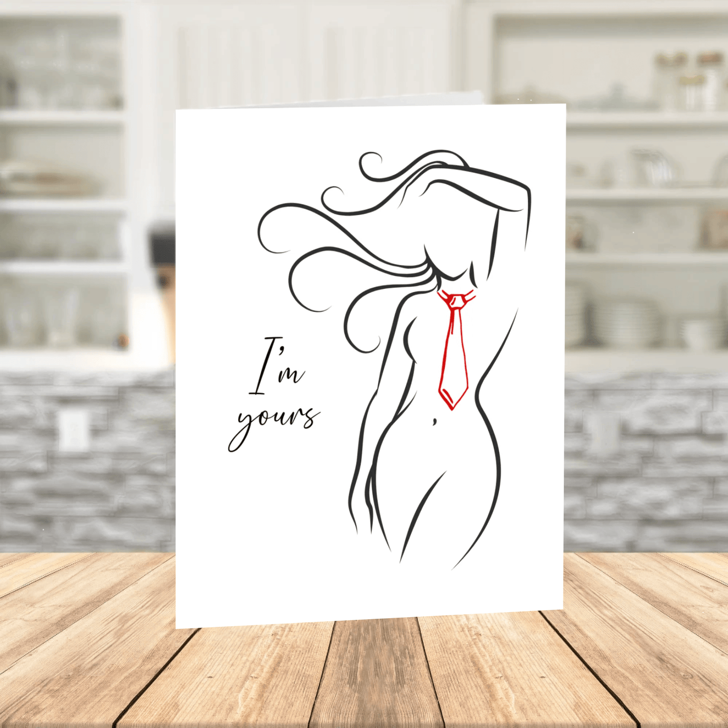 Anniversary Printable Sexy Card I'm Yours, Flirty Silhouette Valentine's Day Birthday Digital Download