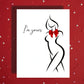 Anniversary I'm Yours Sexy Card, Flirty Silhouette Bow, Romantic Valentine's Card