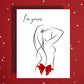 Anniversary I'm Yours Sexy Card, Flirty Silhouette Hip Bow, Romantic Valentine's Card