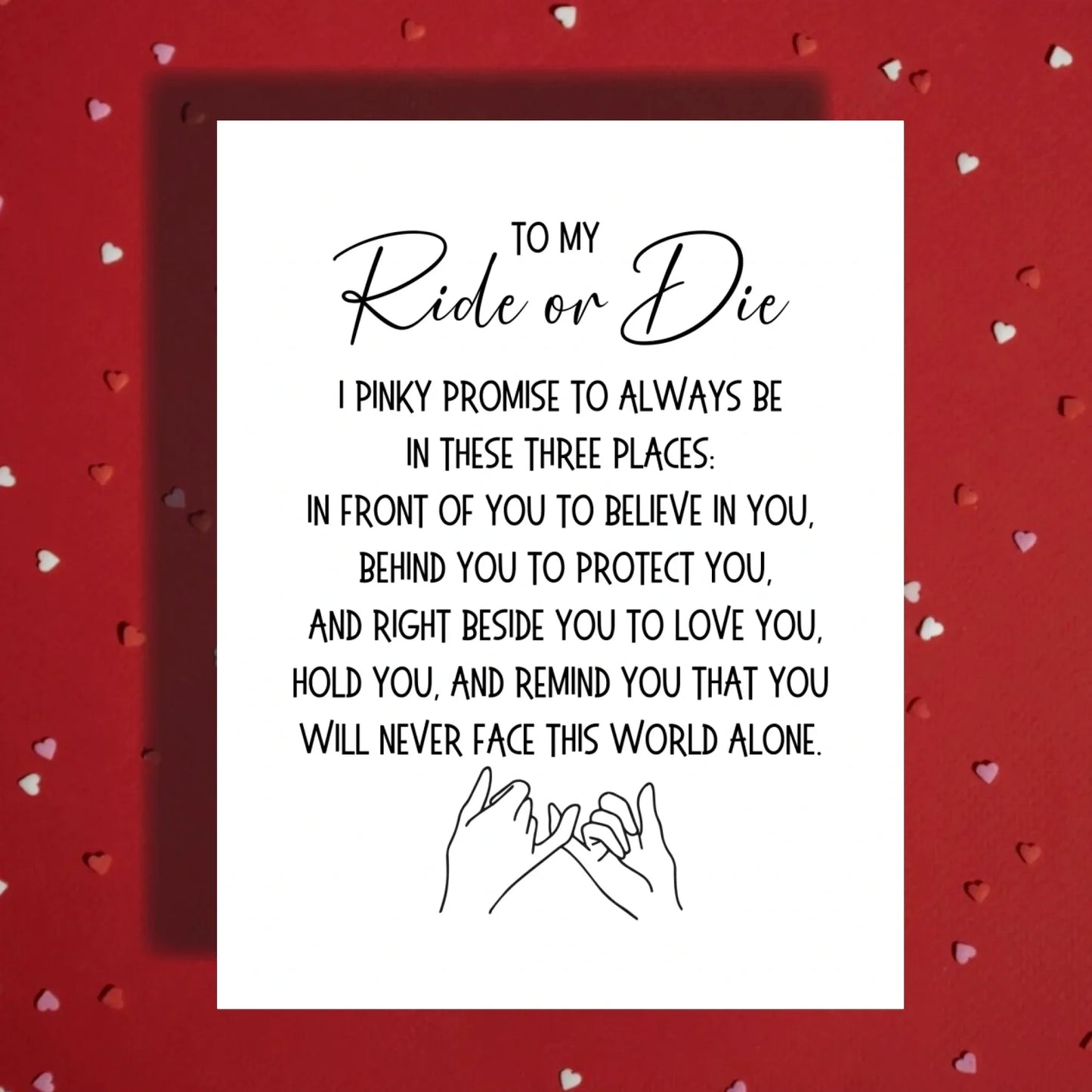 To My Ride or Die Card, Pinky Promise Best Friend Card, Romantic Anniversary Loyalty Card