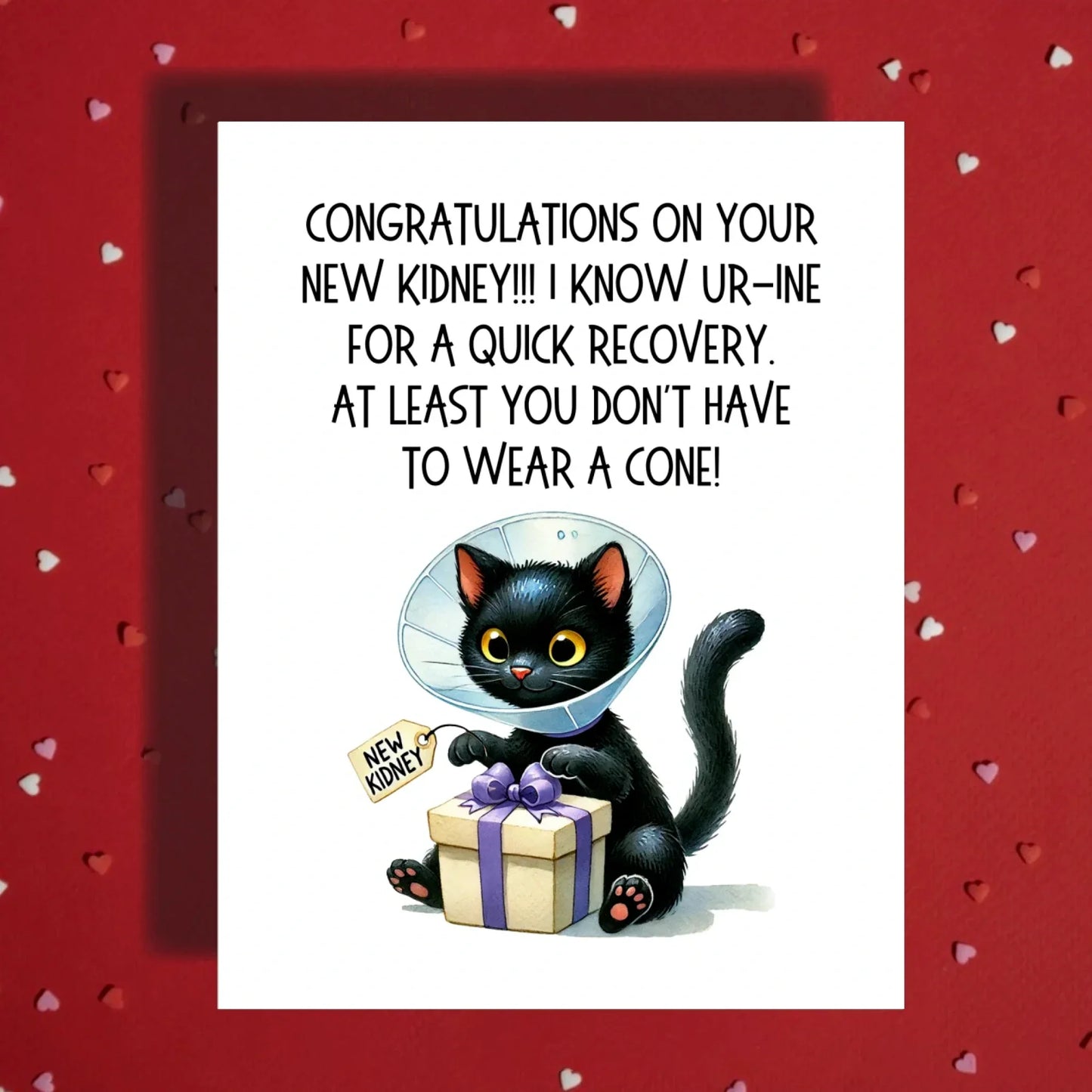 Kidney Transplant Card, Congratulations New Kidney, Cat Medical Humor Card